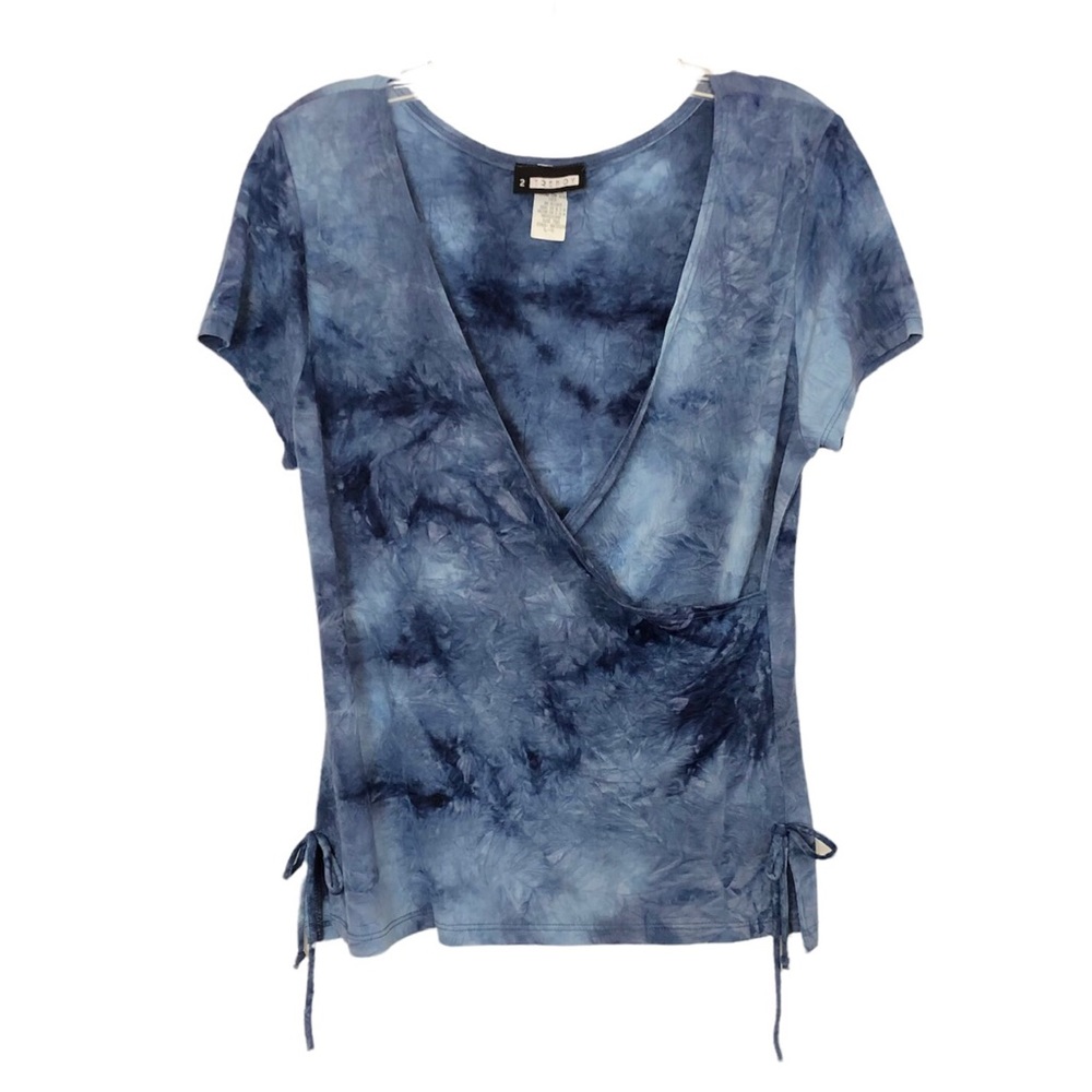 Vintage 2 Trendy Watercolor Blue Crossover Top